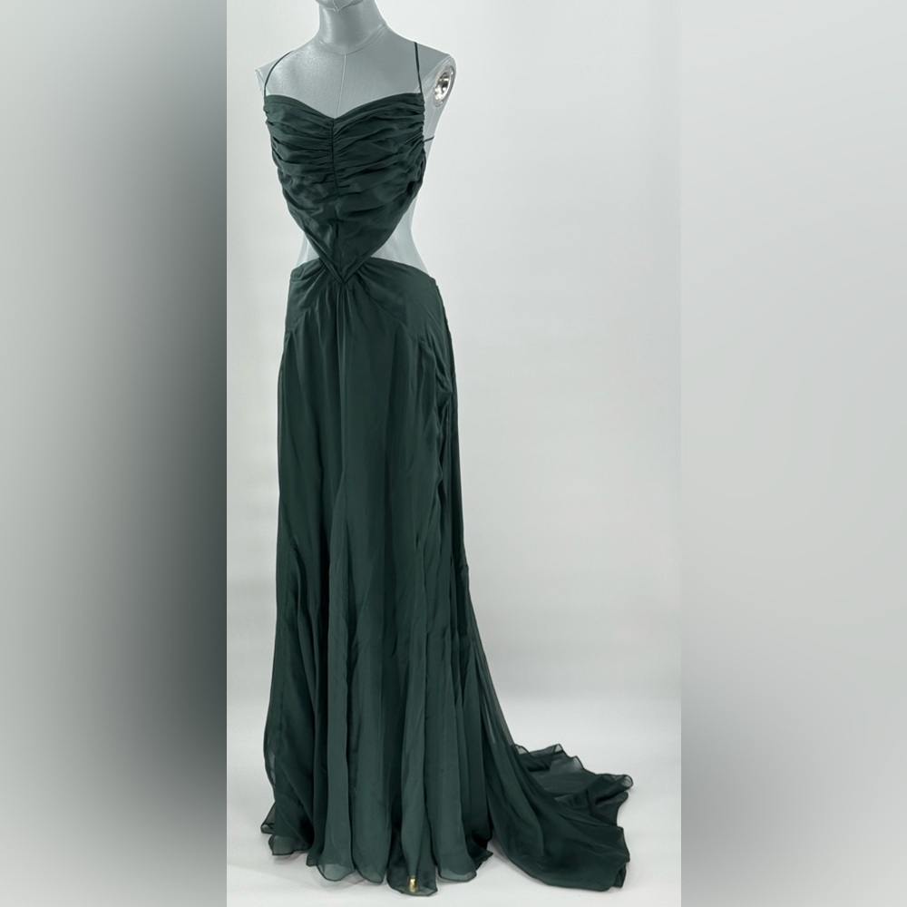 🆕 CULT GAIA 🧿 NWT Aphea Silk Cut Out Backless Dress, Forest Green - Sz US 10